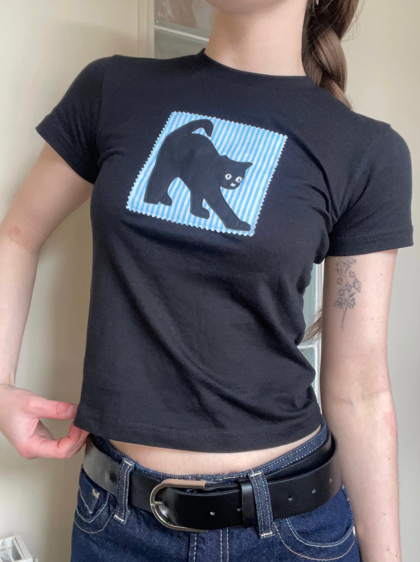 Cat patch baby tee