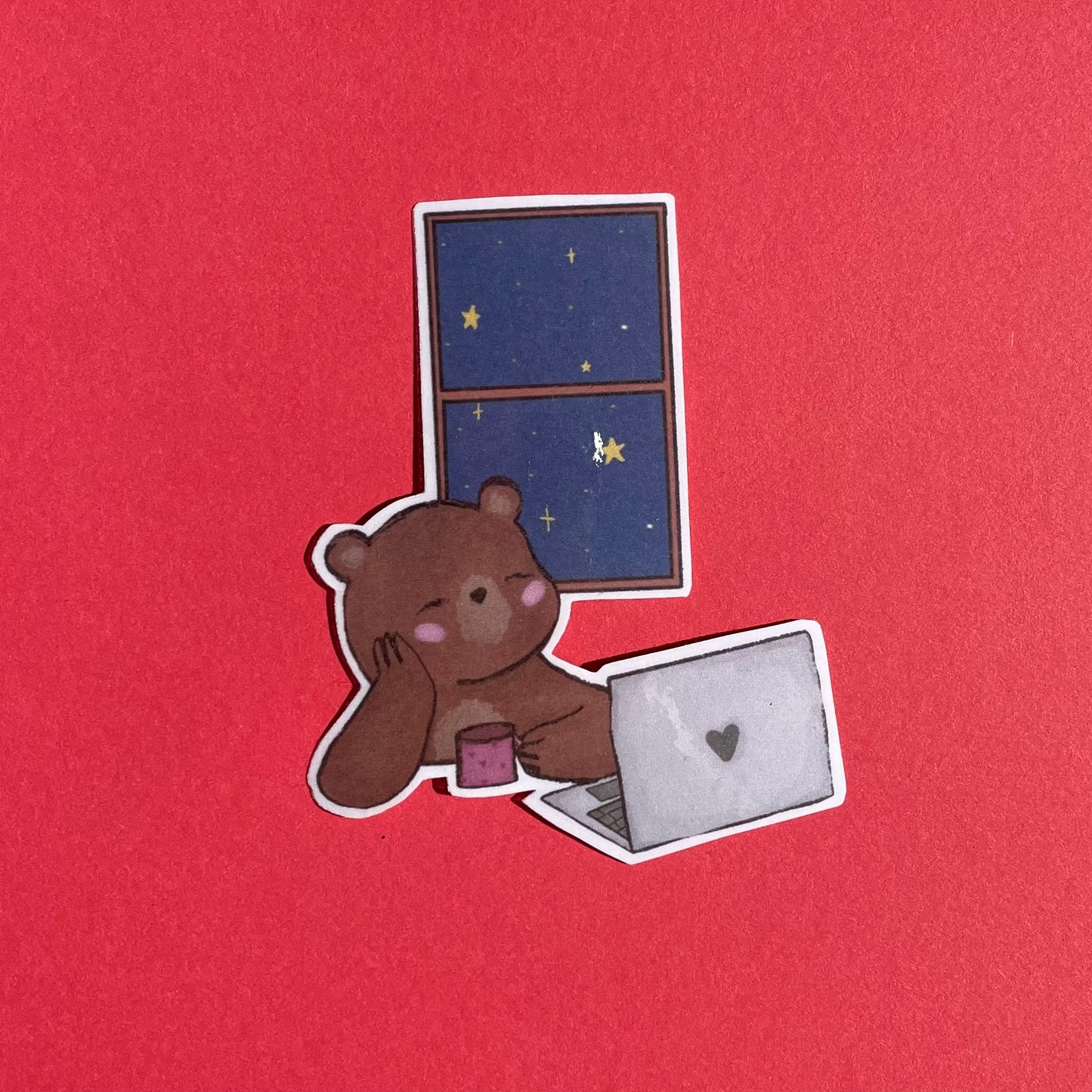 Tired bear sticker