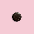 Brown and pink polka dot small badge