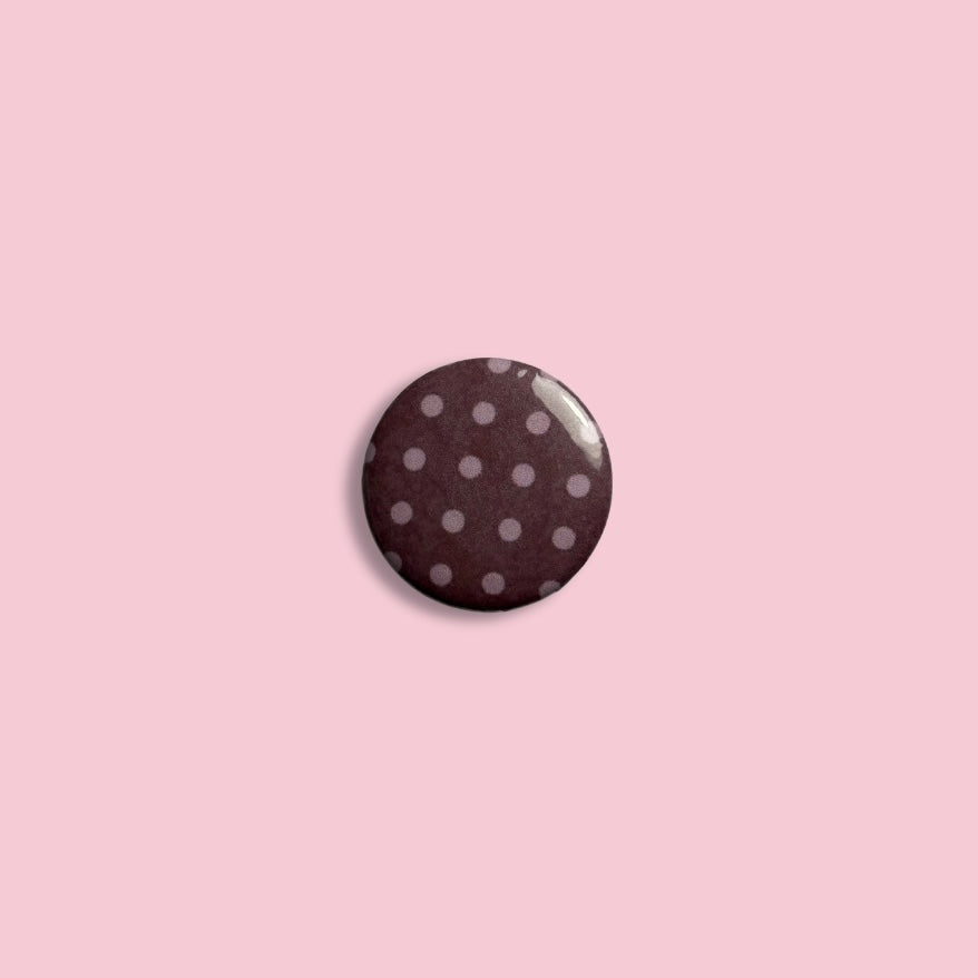 Burgundy polka dot small badge