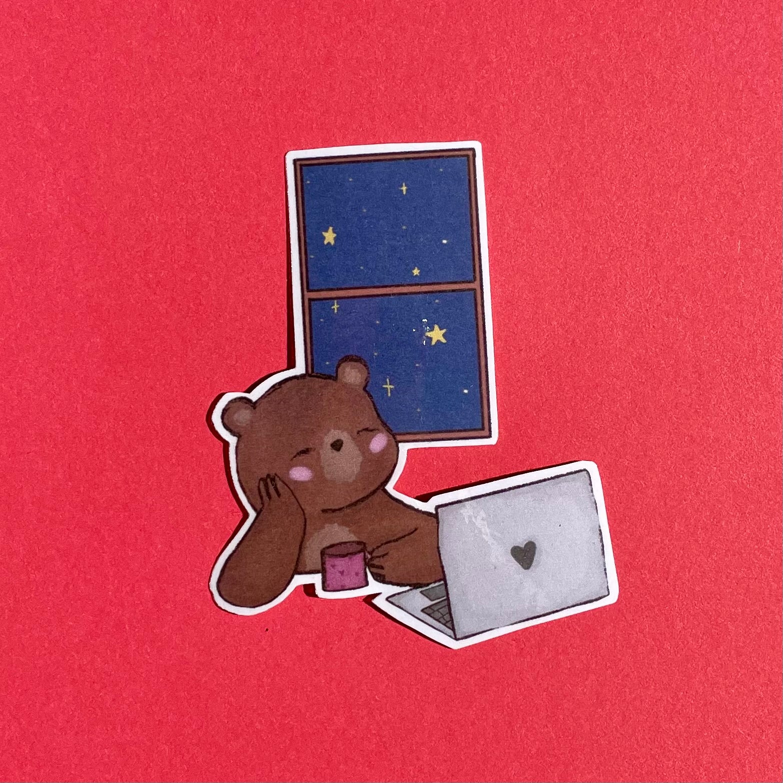 Tired bear sticker