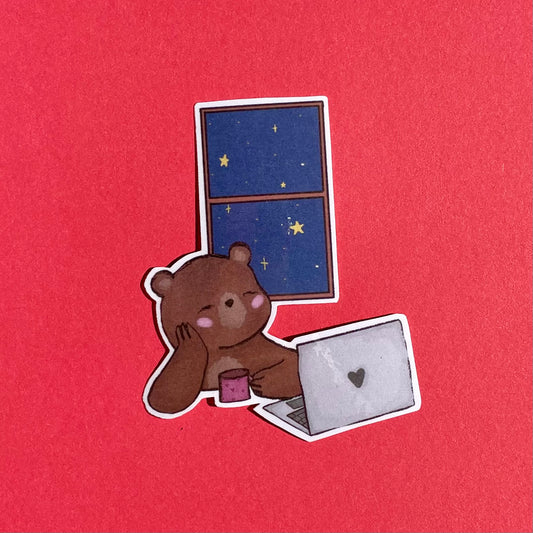 Tired bear sticker